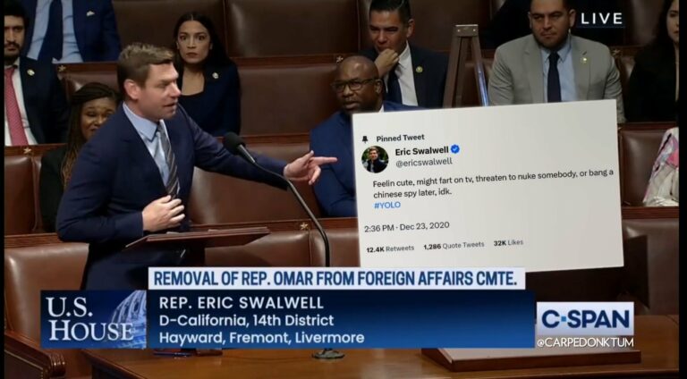 Eric Swalwell Retweets Satire Video Post by Carpe Donktum Savagely Mocking Him With Fart Sounds